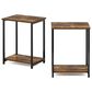 HOMLUX 2-Tier Metal Frame End Table with Open Shelf in Amber Pine and Black (Set of 2), , large