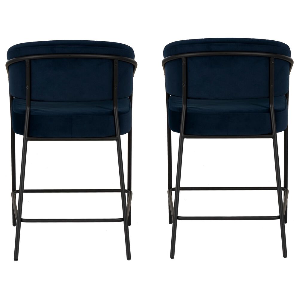 Linon Home Decor Prestwick Counter Stool with Navy Cushion in Black (Set of 2), , large