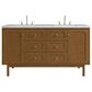 James Martin Laurent 60" Double Bathroom Vanity in Honey Oak with 3 cm Ethereal Noctis Silestone Top and Rectangular Sinks, , large