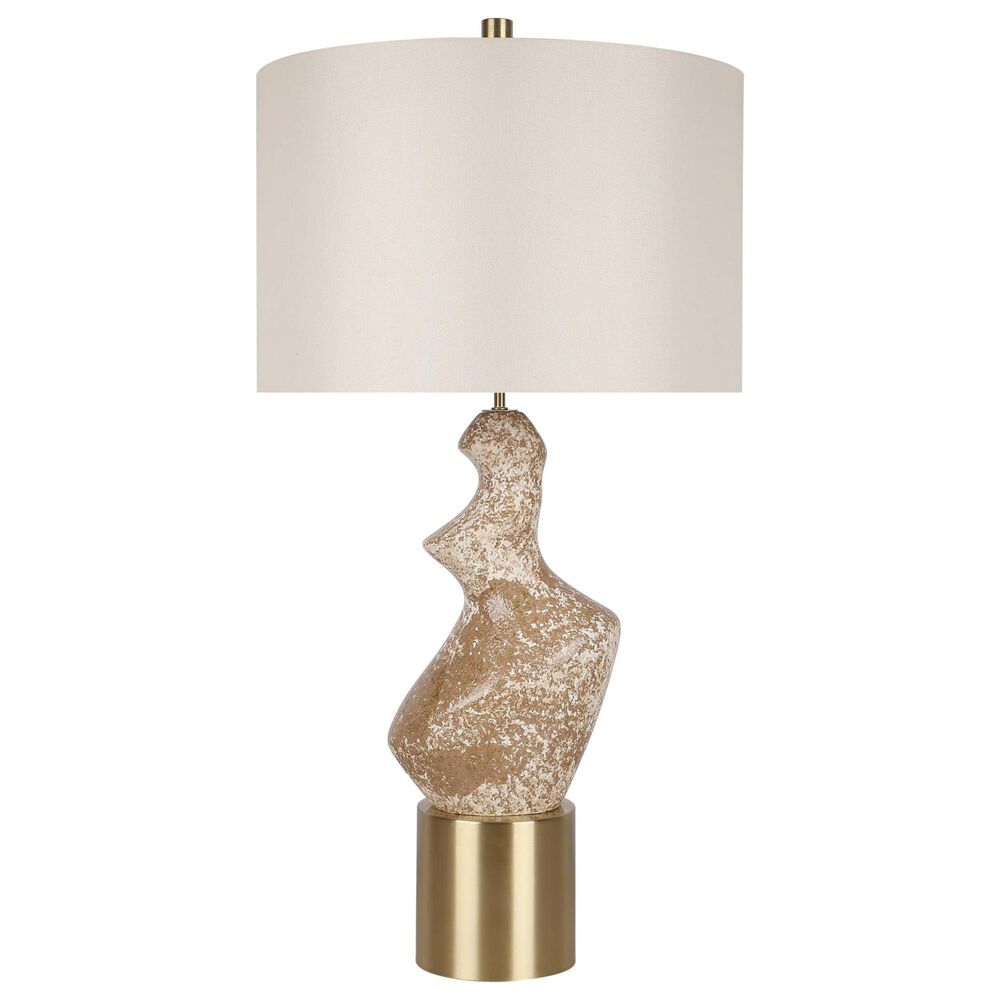 Classy Art Wholesalers Sculptural Serenity Ceramic Table Lamp in Cream, Tan and Soft Gold, , large