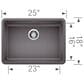 Blanco Precis 25" ADA Single Bowl Kitchen Sink in Cinder, , large