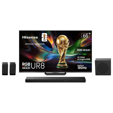 Hisense 65" Class UR8 RGB Mini-LED Series UHD 4K HDR - Smart Google TV with 5.1.4 Channel Soundbar System in Black, , large
