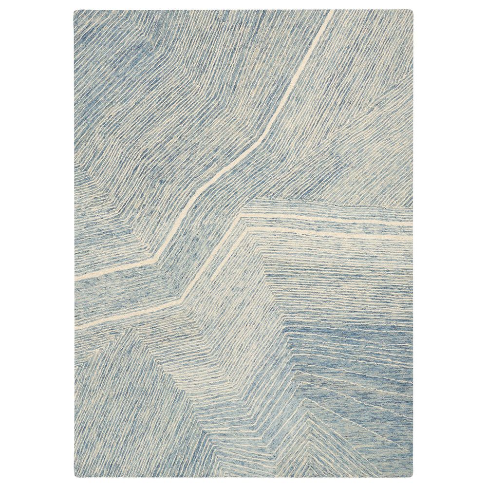 Nourison Pure Angles Ivory and Blue 3"9" x 5"9" Area Rug, , large