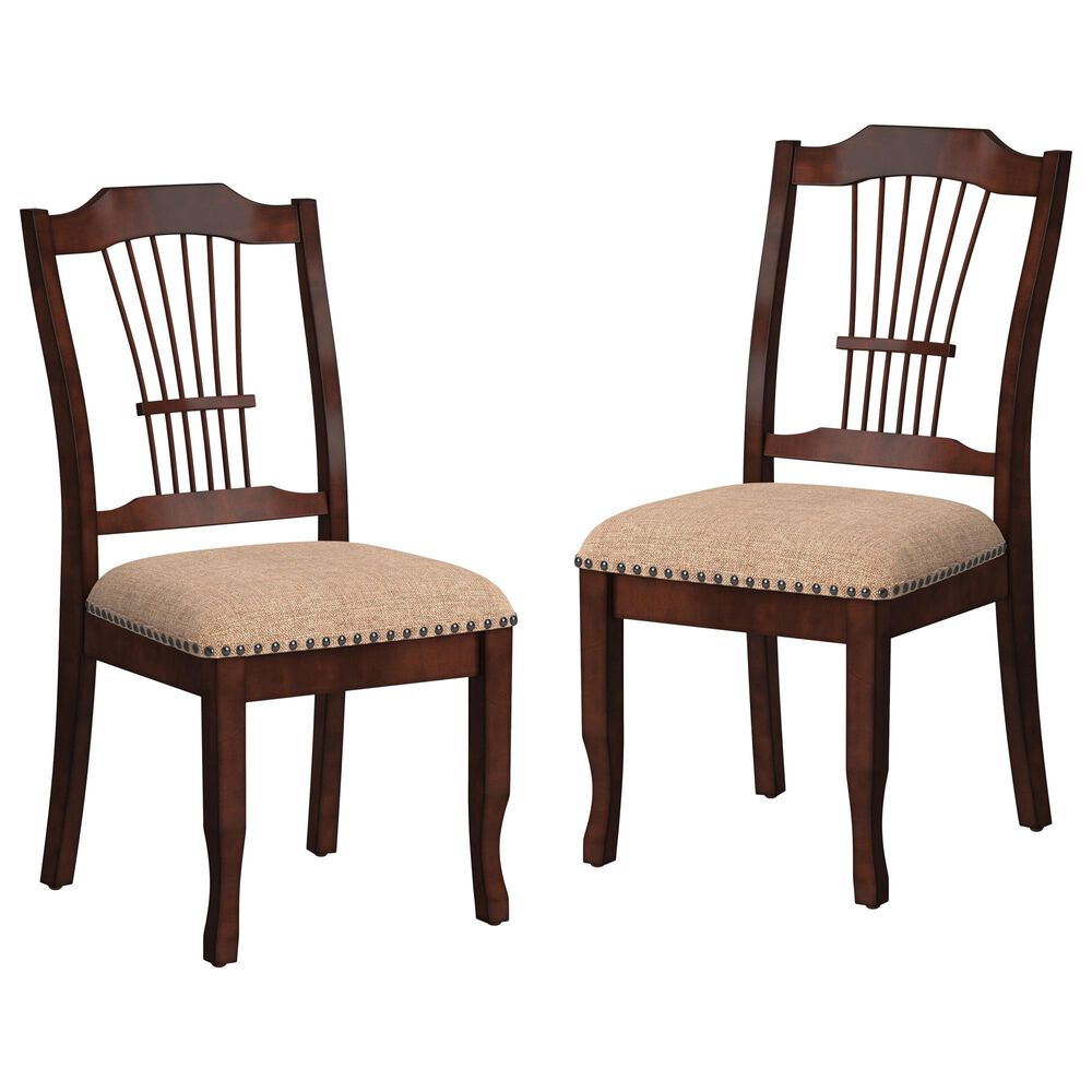 Furniture of America Lange Side Chair in Brown Cherry (Set of 2), , large