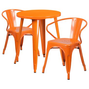 Flash Furniture 3-Piece Round Metal Table Set in Orange, , large