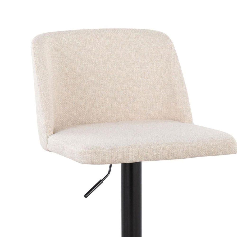 LumiSource Toriano Swivel Adjustable Bar Stool with Cream Noise Fabric Upholstery in Black (Set of 2), , large