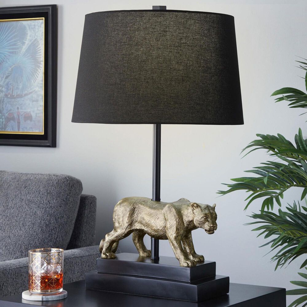 Grandview Gallery Panther Polyresin Table Lamp in Black and Gold, , large