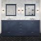 Lexora Home Dukes 80" Double Bathroom Vanity in Navy Blue with 2 cm White Carrara Marble Top and Rectangular Sinks, , large
