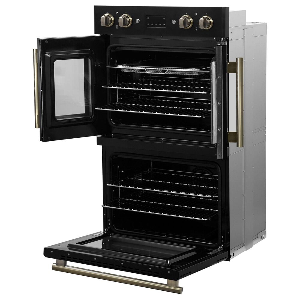 Forno Asti 30" Double Electric Wall Oven with Upper French Door in Black, , large