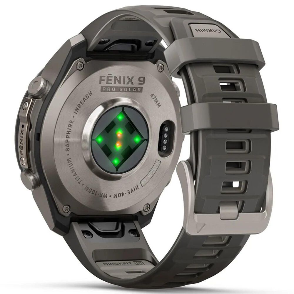 Garmin fenix 9 Pro inReach Solar Smartwatch 47mm Titanium with Pebble Gray and Silver Gray Silicone Band, , large