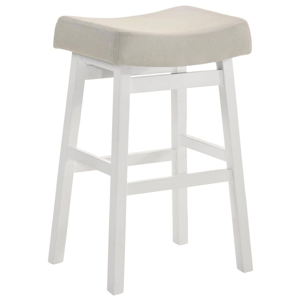 Armen Living Lenon Bar Height Stool in White, , large