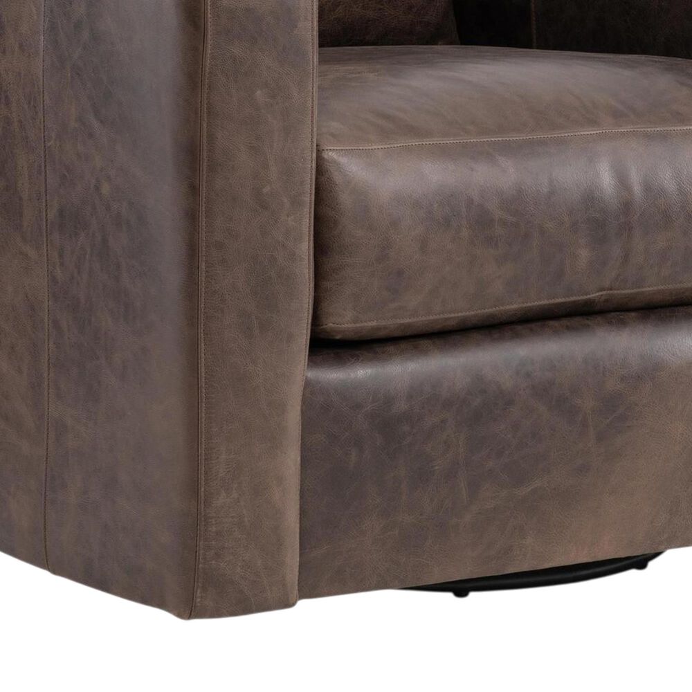 Bernhardt Ventura Leather Swivel Chair in Brown, , large