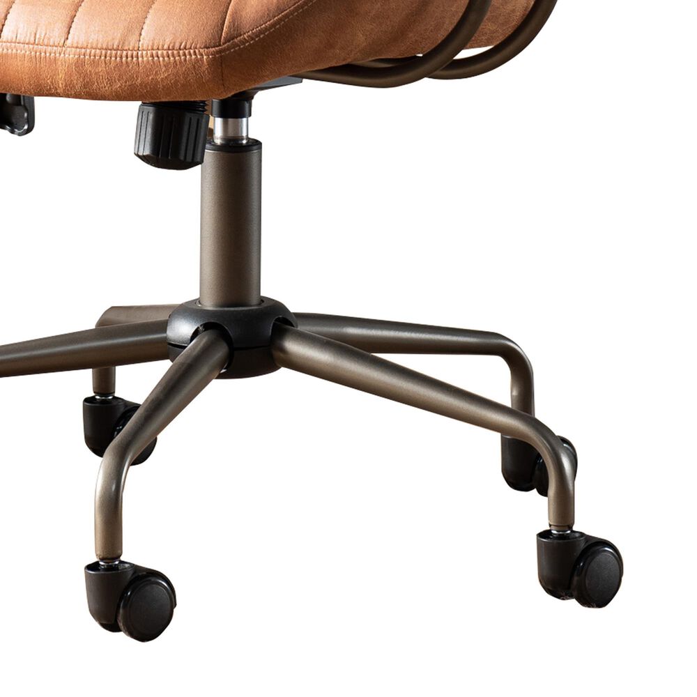 HOMLUX Mid Back Ergonomic Office Chair with Suede Leather in Brown, , large