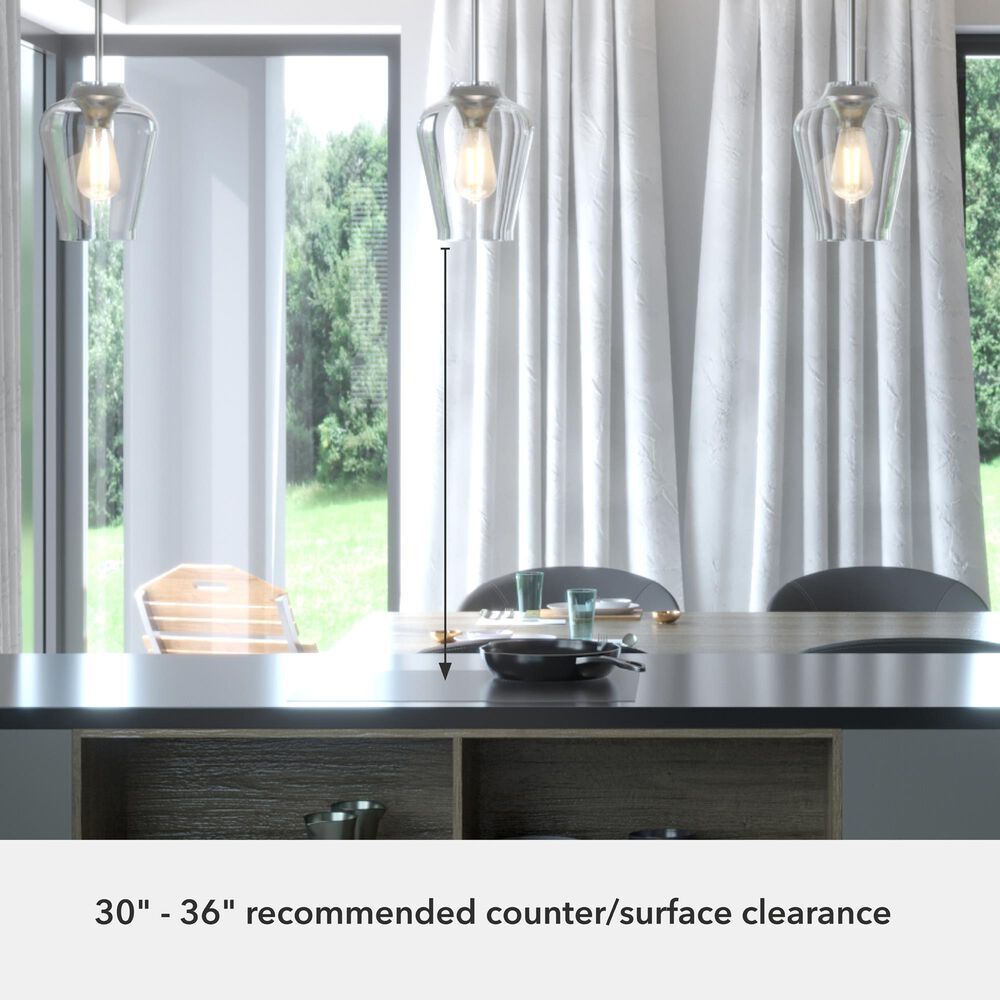 Hunter Vidria 7.25&quot; 1-Light Mini Pendant in Brushed Nickel, , large
