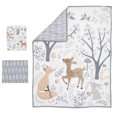 Lambs and Ivy Deer Park Woodland 3-Piece Baby Crib Bedding Set in Brown, White and Grey, , large
