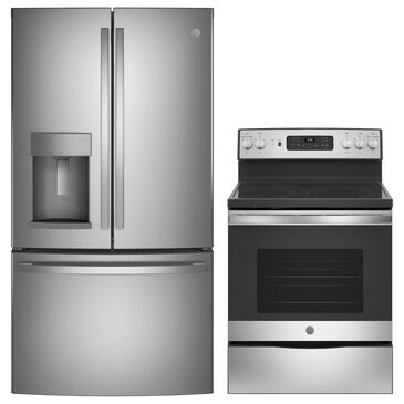 GE Appliances 2-Piece Kitchen Package with 30" Electric Range in Fingerprint Stainless Steel, , large