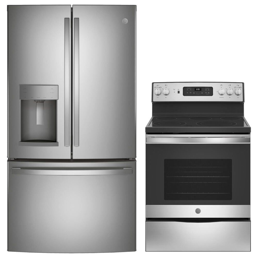 GE Appliances 2-Piece Kitchen Package with 30" Electric Range in Fingerprint Stainless Steel, , large