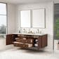 James Martin Vanities Amberly 72" Double Bathroom Vanity in Mid-Century Walnut with Single Hole 3 cm White Zeus Quartz Top and Rectangular Sinks, , large