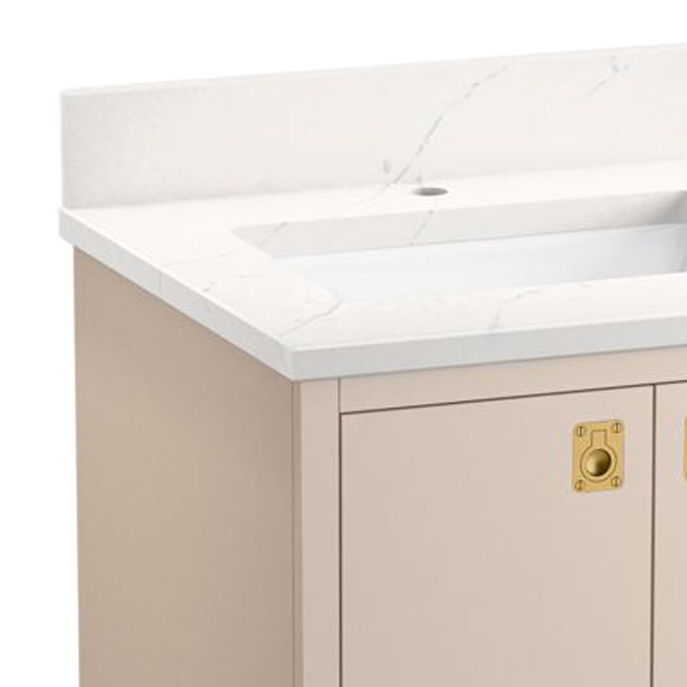 Kohler Seagrove 24" Single Bathroom Vanity in Light Clay with 3 cm White Quartz Top and Rectangular Sink, , large