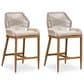 HOMLUX Outdoor Counter Stool with Teak Frame in Grey and Beige (Set of 2), , large