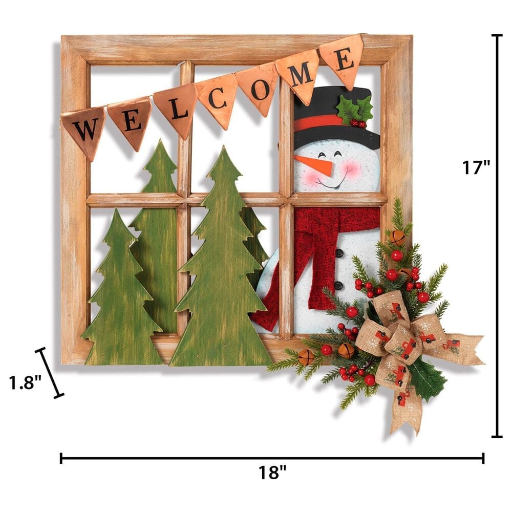 The Gerson Company 18&quot; Window Frame with Snowman in Multicolor, , large