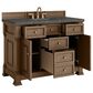 James Martin Vanities Brookfield 48" Single Bathroom Vanity in Pecan with 3 cm Parisien Bleu Quartz Top and Rectangular Sink, , large
