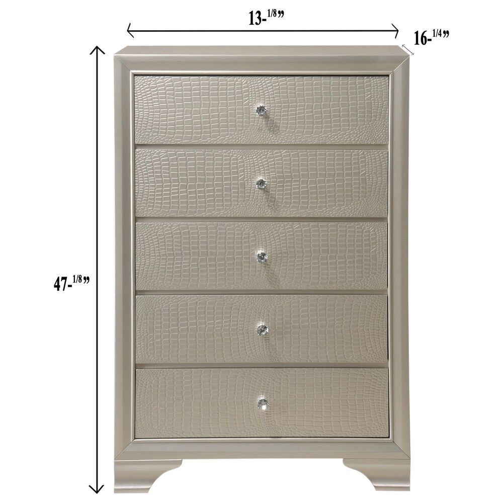 Crown Mark Lyssa 5-Drawer Chess in Champagne, , large