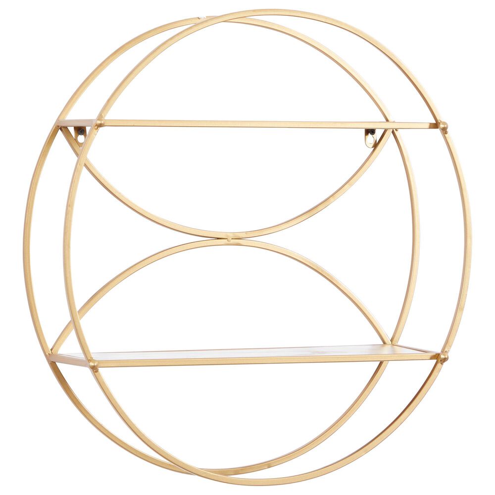 CosmoLiving by Cosmopolitan 22&quot; x 22&quot; Wall Shelf in Gold and Light Natural Brown, , large