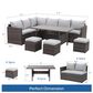 Hearth and Haven 7-Piece Outdoor Dining Set with Grey Cushion in Brown, , large