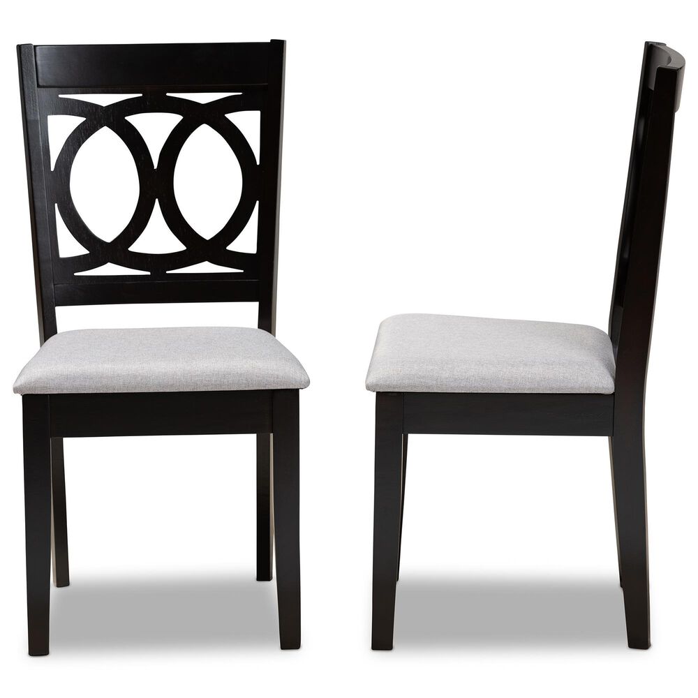 Baxton Studio Lenoir Side Chair with Grey Cushion in Espresso Brown (Set of 2), , large