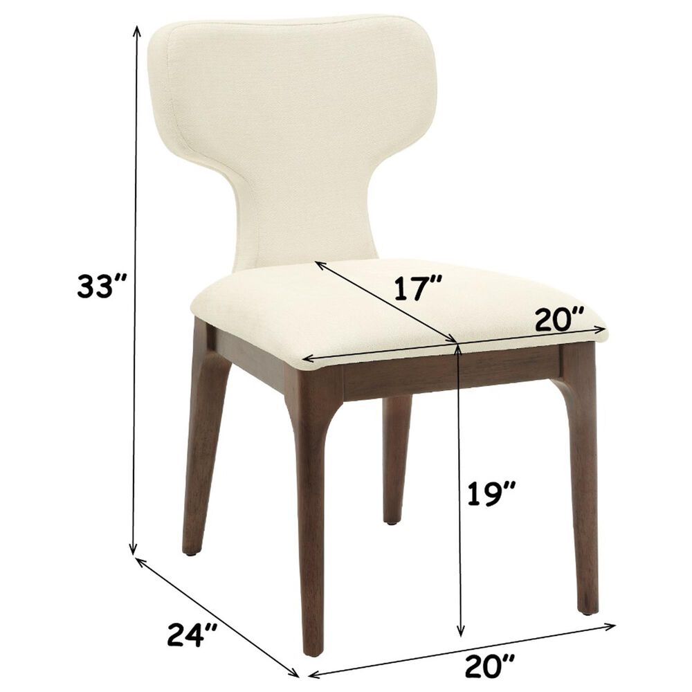 HOMLUX Koen Upholstered Side Chair with Beige Chenille Upholstery in Brown Oak (Set of 2), , large