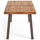 Hearth and Haven Della Outdoor Dining Table with Slatted Wood Top and Iron Frame in Teak, , large