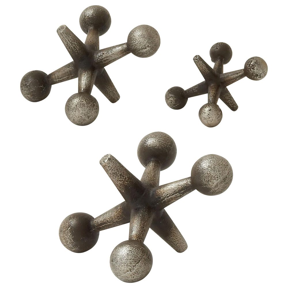 Maple and Jade Assorted Large Jacks Sculptures in Silver (Set of 3), , large