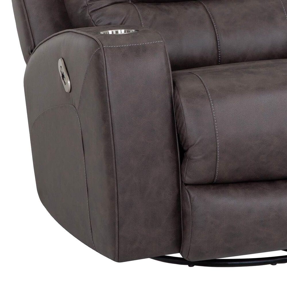 Franklin Corporation Aspen Power Swivel Rocker Recliner in Duvall Gunmetal, , large