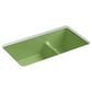 Kohler Iron-Tones Smart Divide 33" Top-Undermount Double Bowl Kitchen Sink in Fresh Green, , large