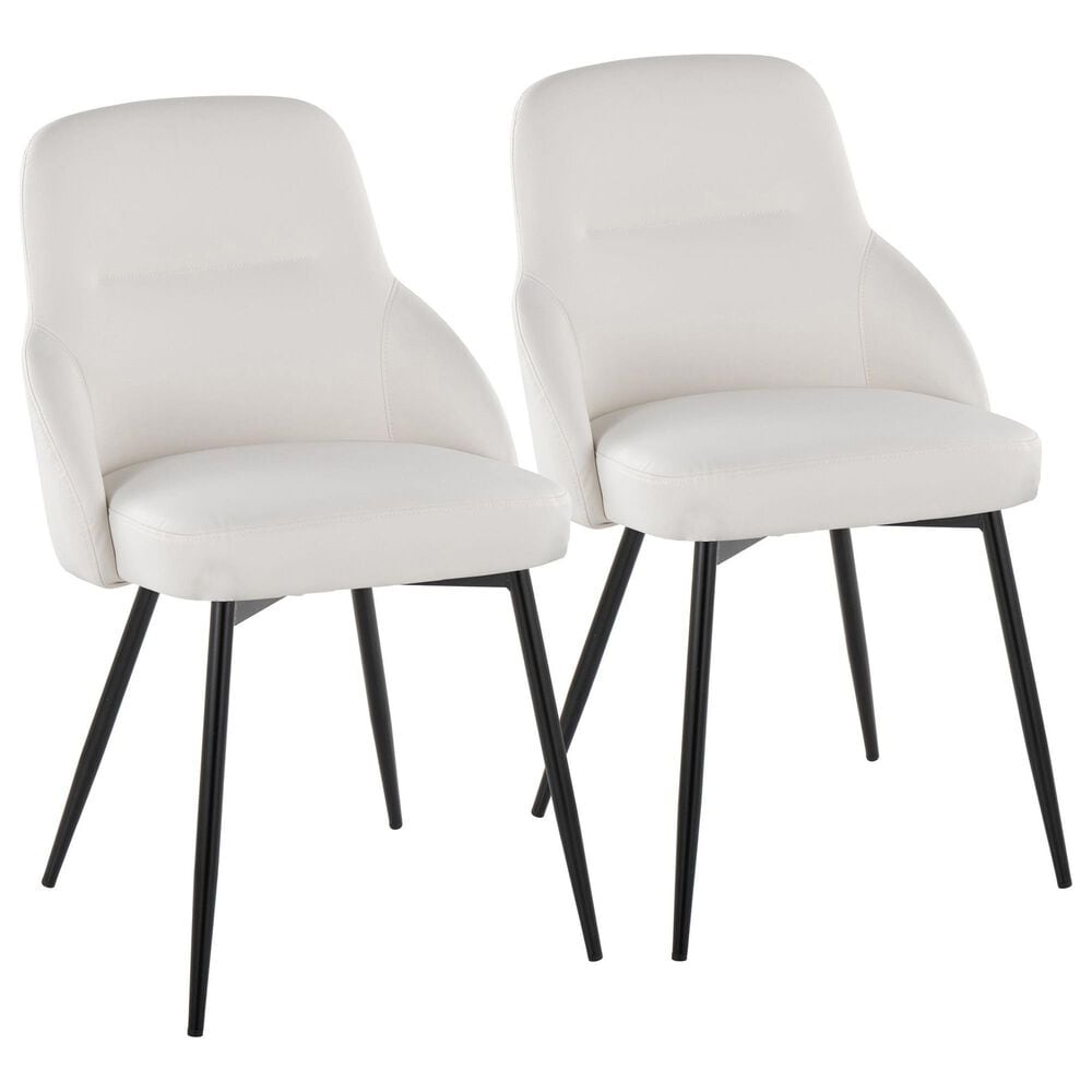 Lumisource York Side Chair with White Upholstered in Black (Set of 2), , large