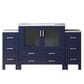 Lexora Home Volez 60" Single Bathroom Vanity in Navy Blue with White Ceramic Top and Rectangular Sink, , large