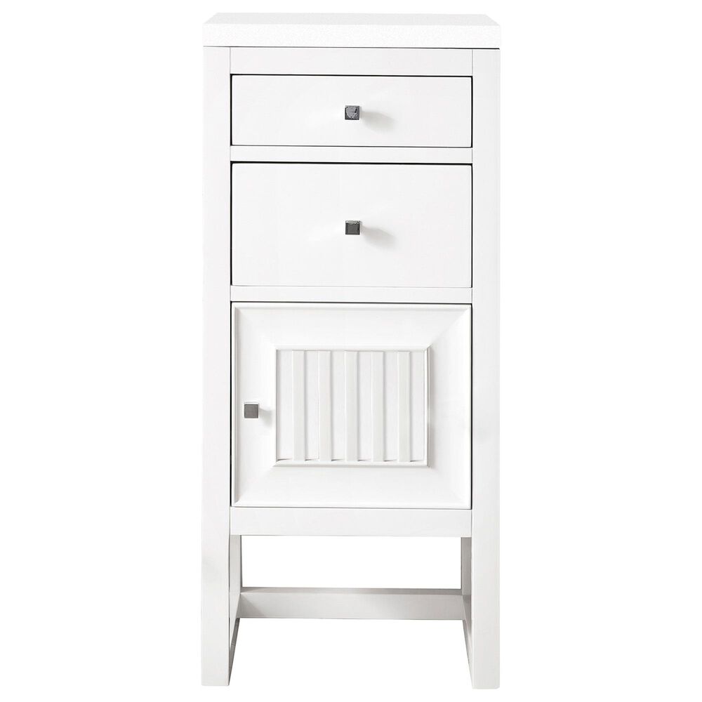 James Martin Vanities Athens 15" Right Door Cabinet in Glossy White with 3 cm White Zeus Quartz Top, , large
