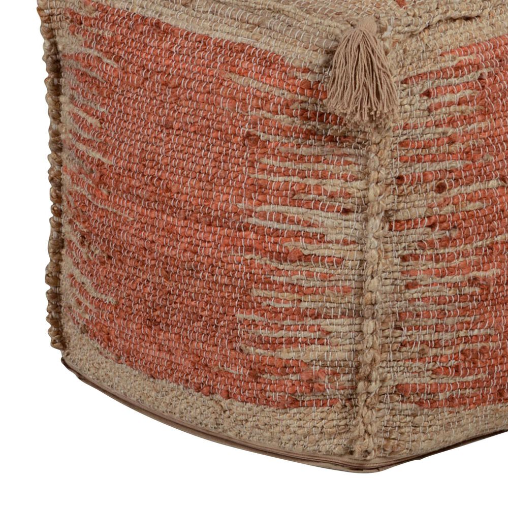 Steve Silver Jafar Pouf in Khaki and Orange, , large