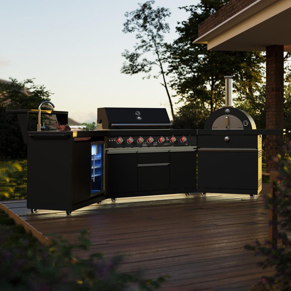 Forno All'Aperto 3-Piece Outdoor Kitchen Grill Set with Bar and Beverage Center in Black, , large