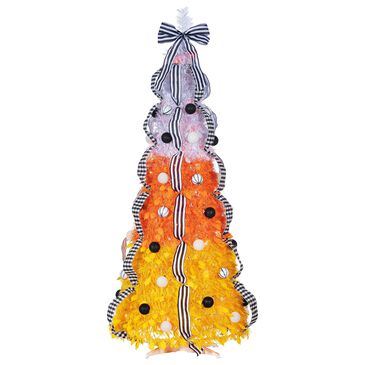 The Gerson Company 6" Candy Corn Halloween Tree with 100 Orange Lights, , large