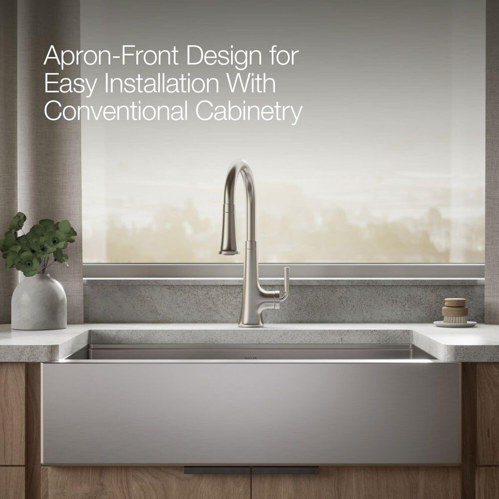 Kohler Strive 35.5" Undermount Single-Bowl Workstation Kitchen Sink in Stainless Steel, , large