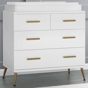 Delta Sloane 4 Drawer Dresser with Changing Top in White and Melted Bronze, , large