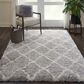 Nourison Luxe Shag LXS02 9" x 12" Grey and Ivory Area Rug, , large