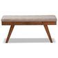 Baxton Studio Alona Dining Bench with Light Grey Cushion in Walnut Brown, , large