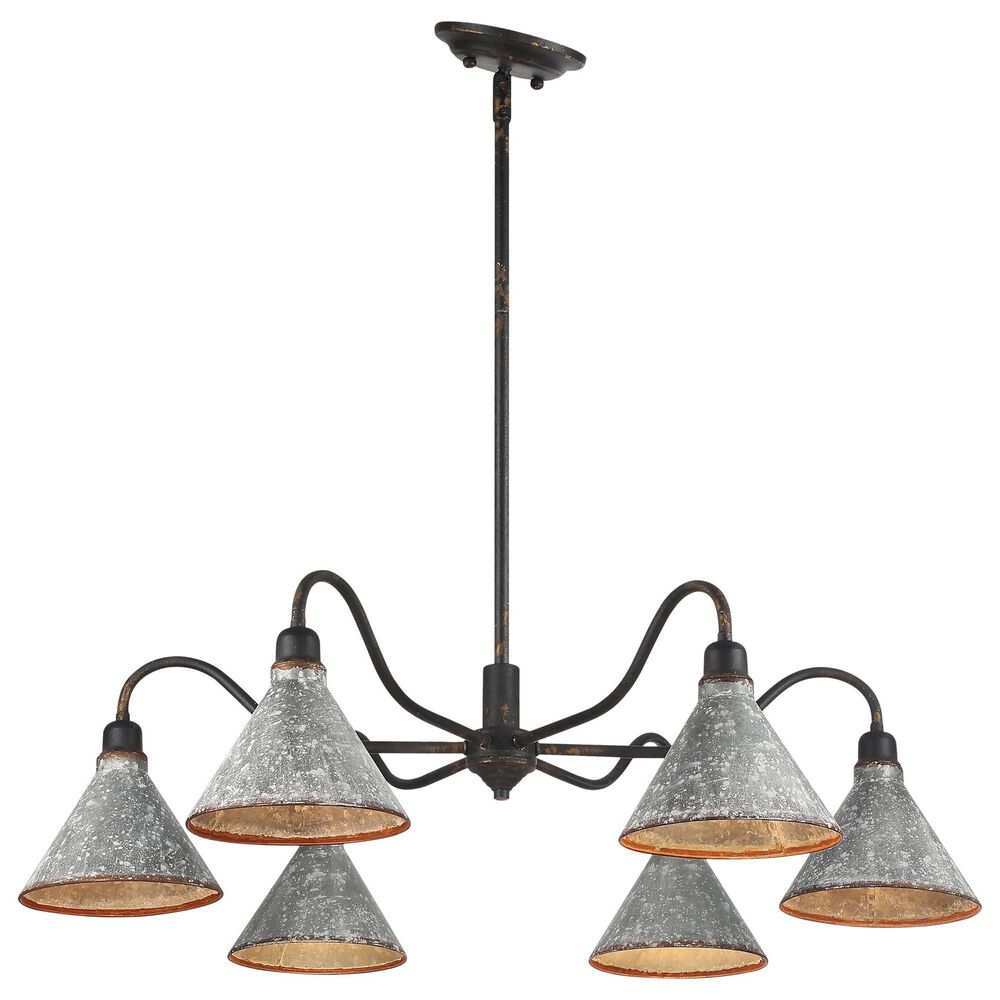 Golden Lighting Jasper 6-Light Chandelier in Antique Black and Weathered Gold, , large