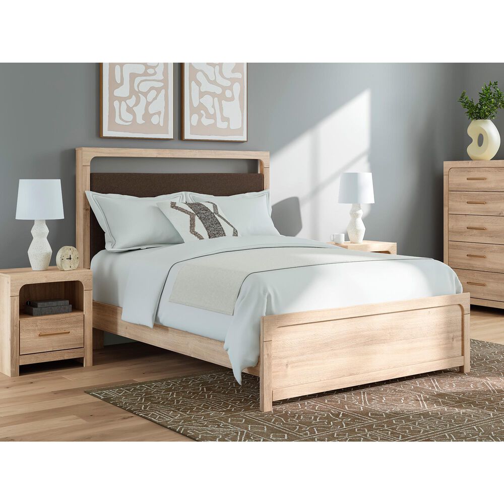 Ashley Kinlanni Queen Upholstered Platform Bed in Tan, , large