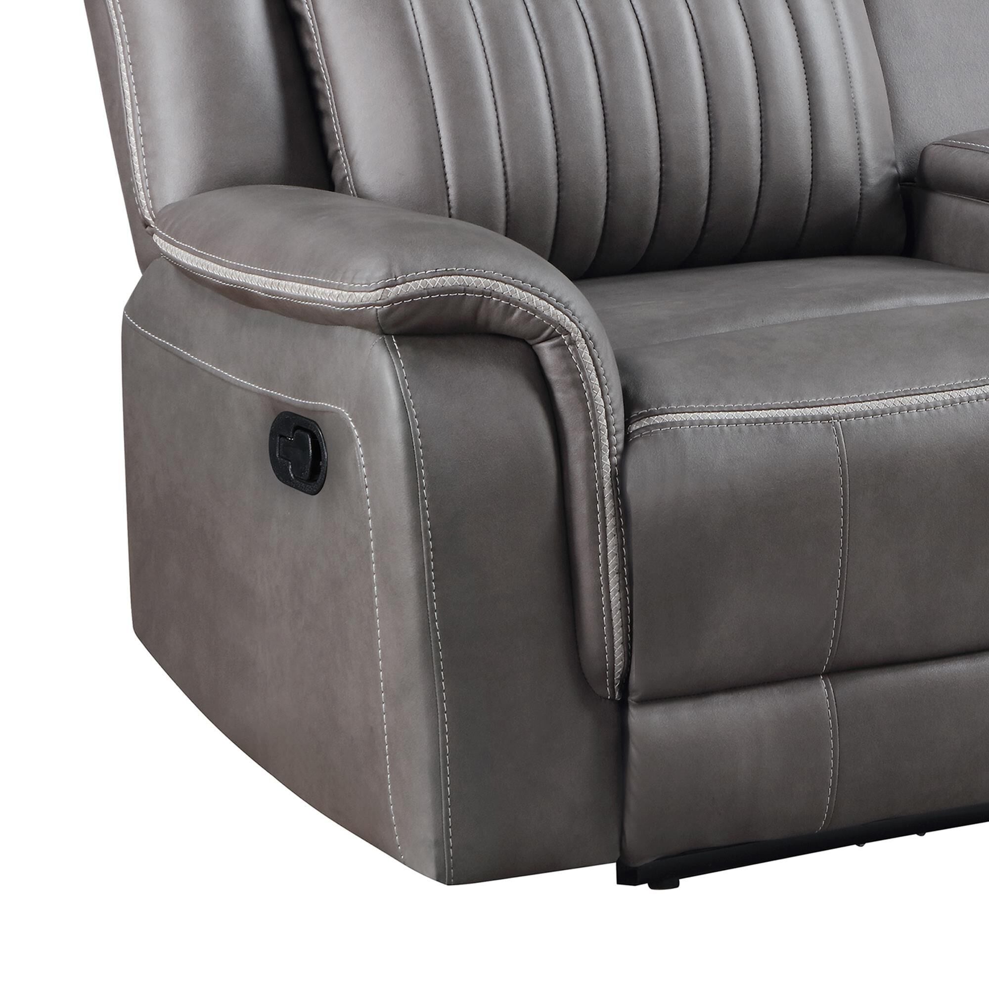 New Heritage Enzo Manual Reclining Console Loveseat in Gray