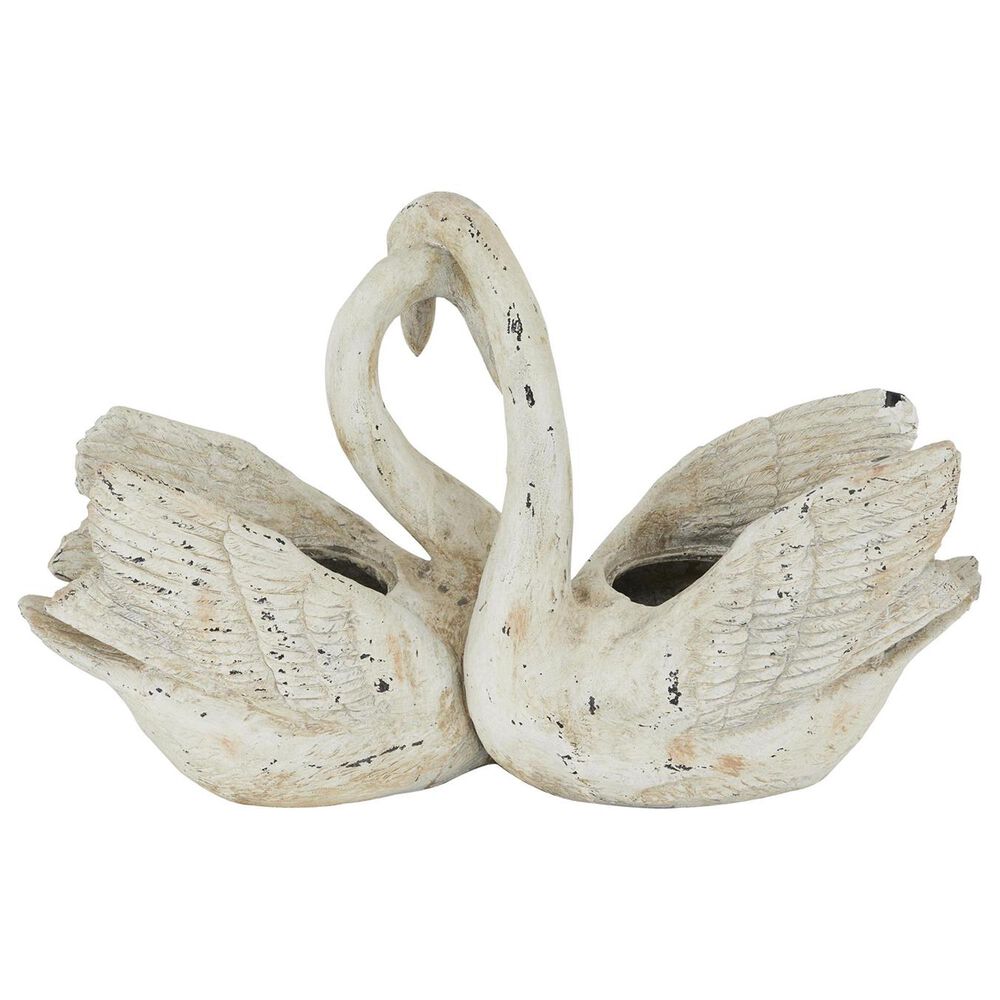 Maple and Jade Swan Magnesium Oxide Planter in Matte White, Black and Brown, , large
