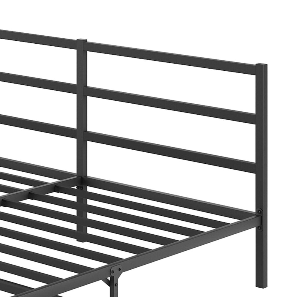 Hearth and Haven King Platform Bed with Sturdy Metal Frame and Headboard in Black, , large